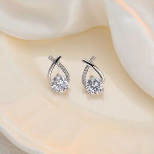Elegant Vintage Cross Line Design Stud Earrings